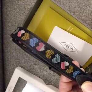 FOSSIL Rachel Tote Customizable Straps 30" Heart Pattern NWOT